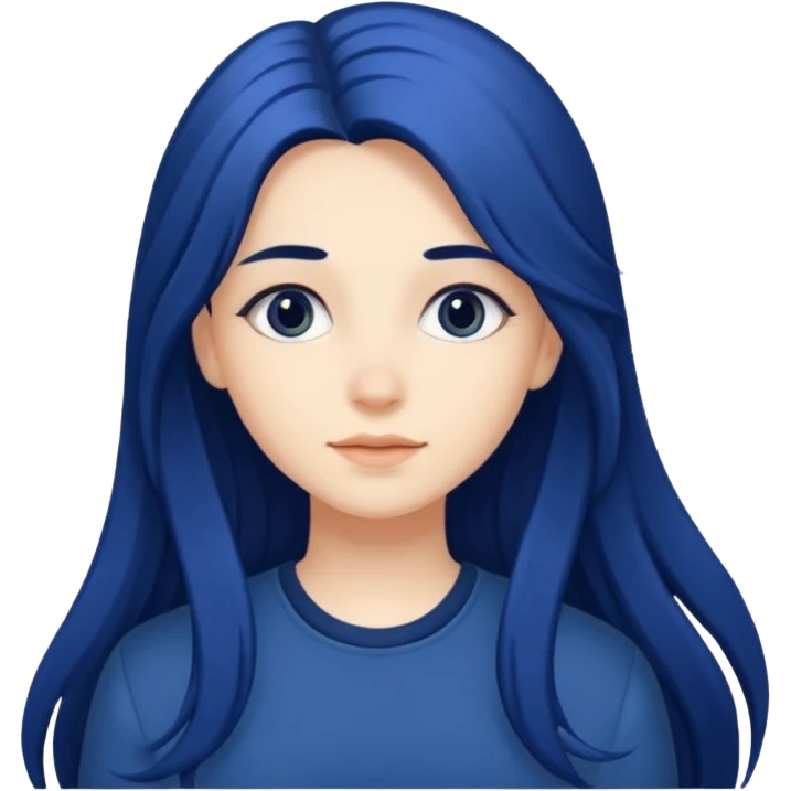 Girl with long navy blue hair emoji
