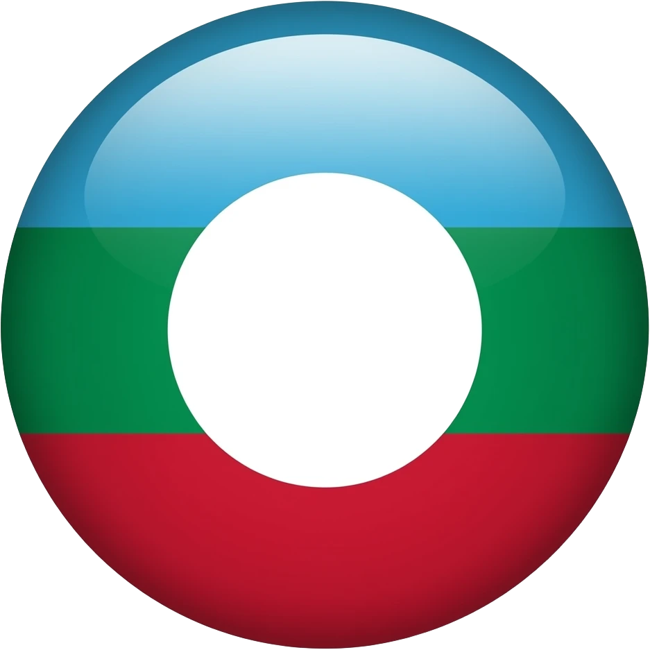 голубое небо без облок 1 белый круг в середине 1 красная полоса в низу 1 зелёная полоса выше красной полосы 1 белая полоса выше зелёной полосы в виде флага одна зелёная полоса emoji