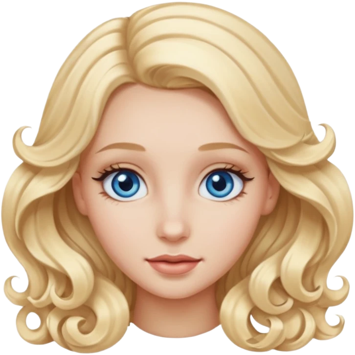 Blonde girl with blue eyes and long, well-curled eyelashes emoji