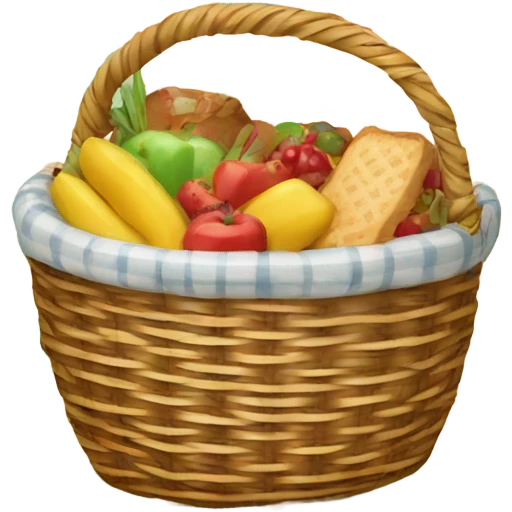 Wicker basket filled with picnic food emoji