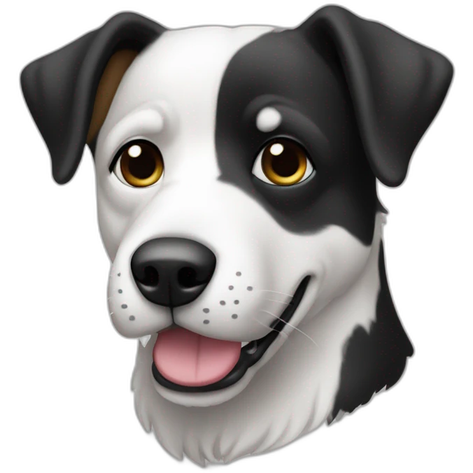 Perro bodeguero andaluz blanco y negro con las orejas caidas emoji