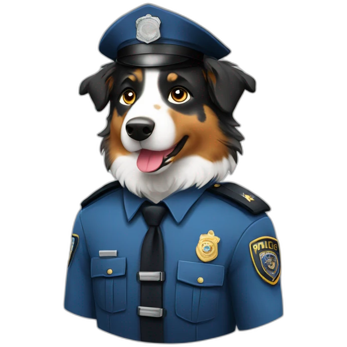australian Shepherd in Police Uniform standing emoji