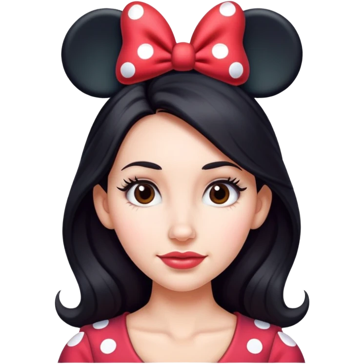 Woman Long dark hair Minnie mouse ears emoji