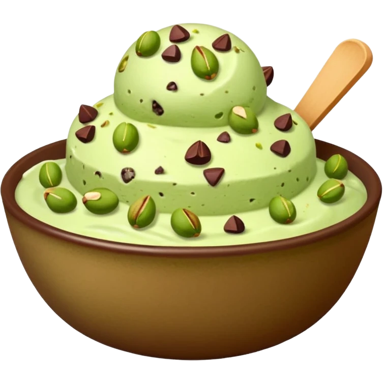 I want a emoji of pistachio ice cream with pistachio on top and some chocolate chips , make sure it’s in a bowl and aesthetic emoji