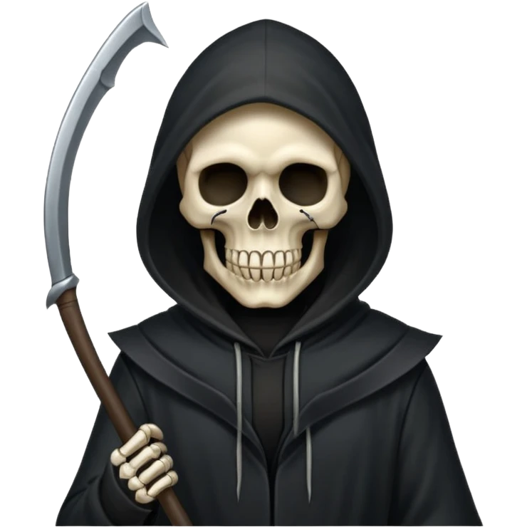 zoomed black hood skull scythe emoji