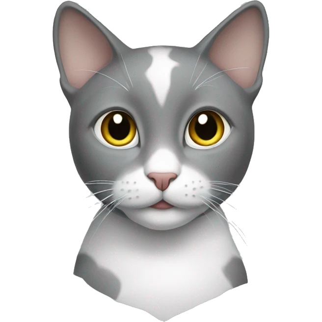 Cat grey with white emoji