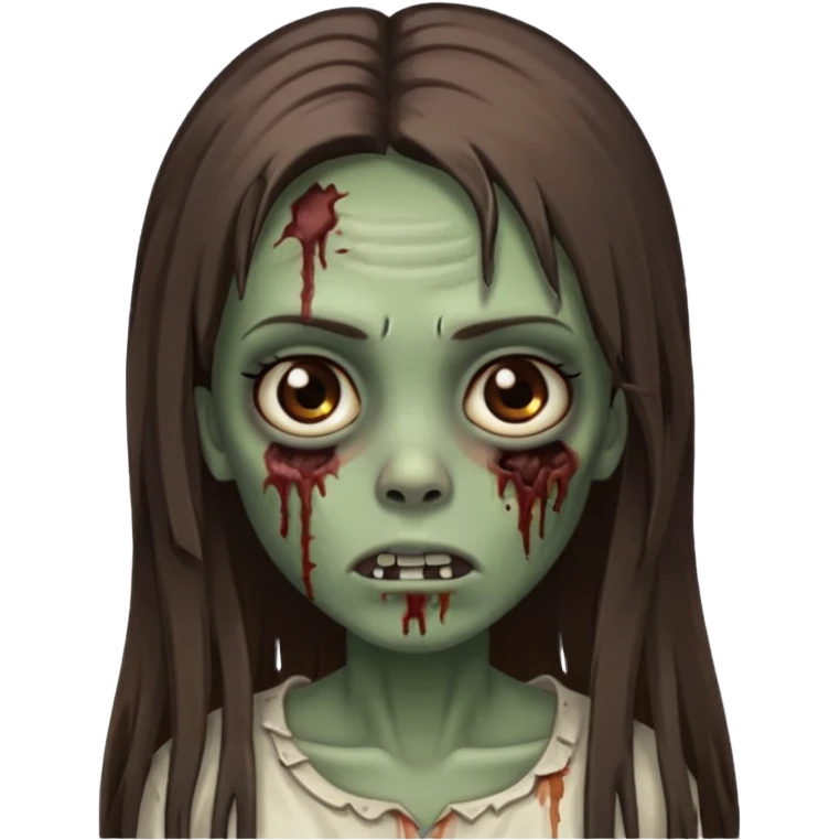 zombie girl with straight long hair and brown eyes, brown skin emoji