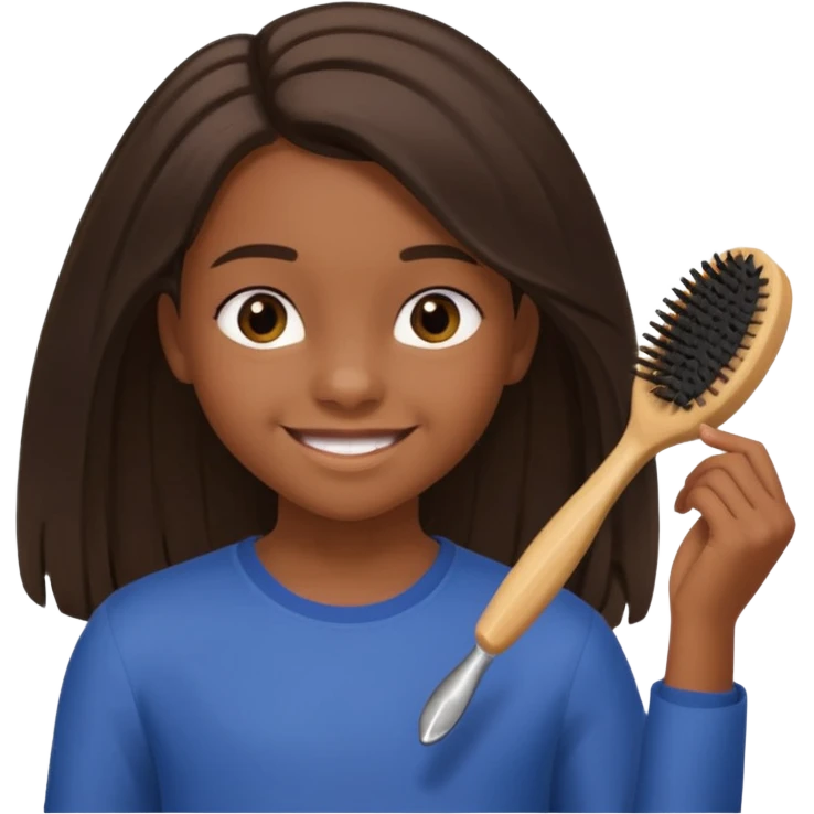 A black 12 yr old girl brushing her shoulder length hair emoji