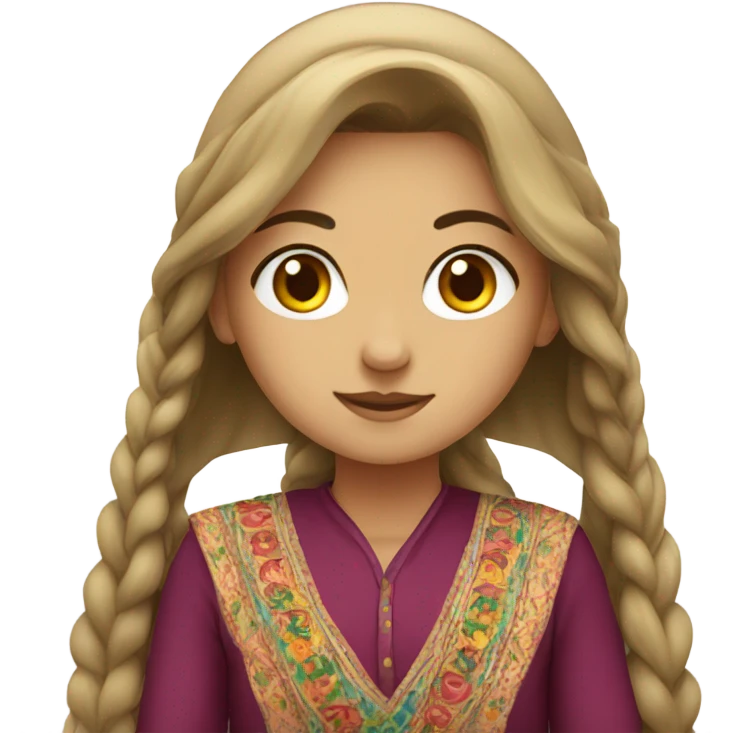 Generate girl emoji in kurdish dress and long hair emoji