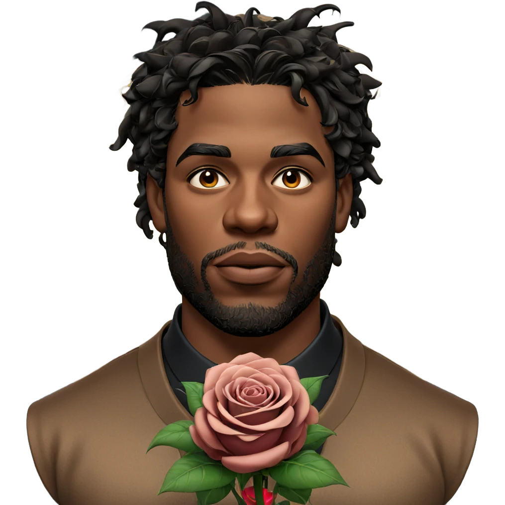 dark-skinned male with rose emoji