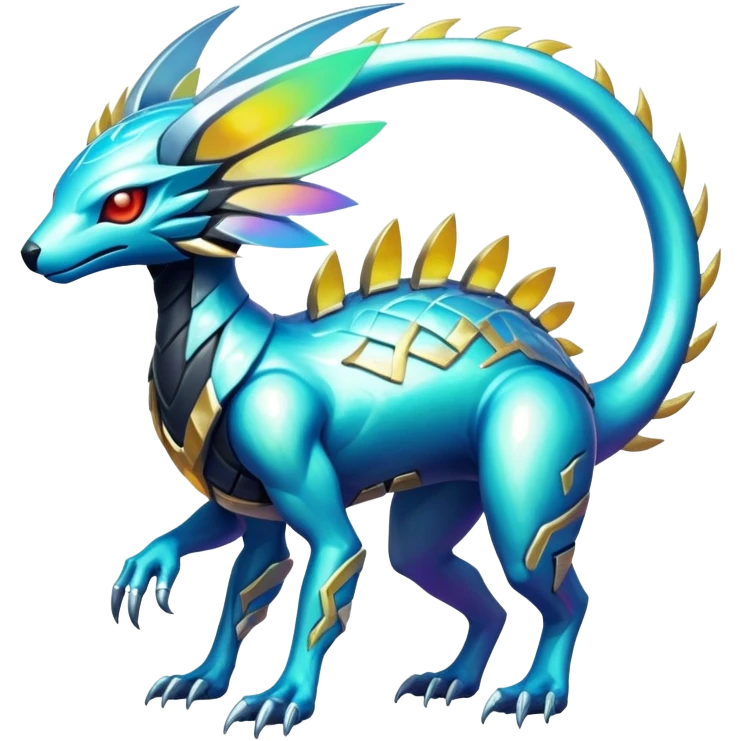  Shiny exotic tropical iridescent cyber-Protogen-Fakémon-Pokémon-Vernid-creature emoji