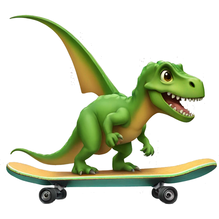 Dinosaur on a skateboard emoji