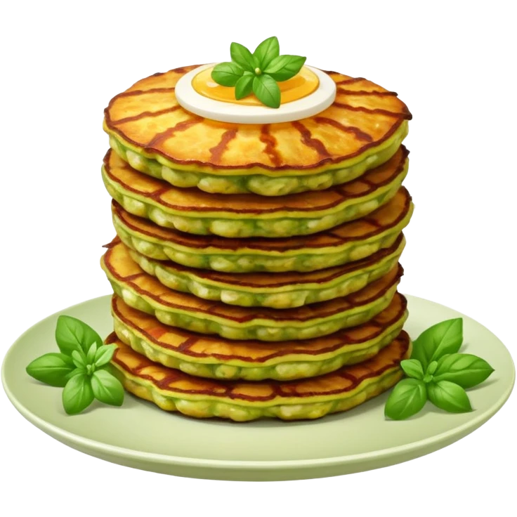 stacked zucchini fritters on a plate emoji