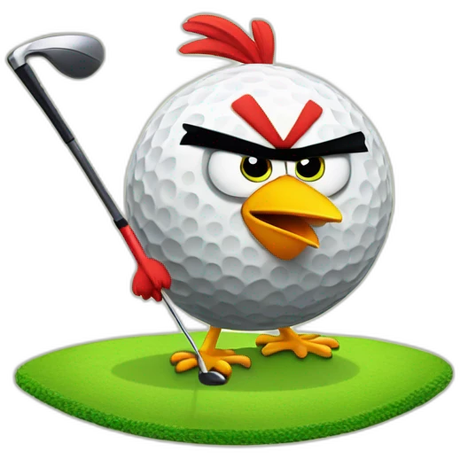 Angry bird playing golf emoji