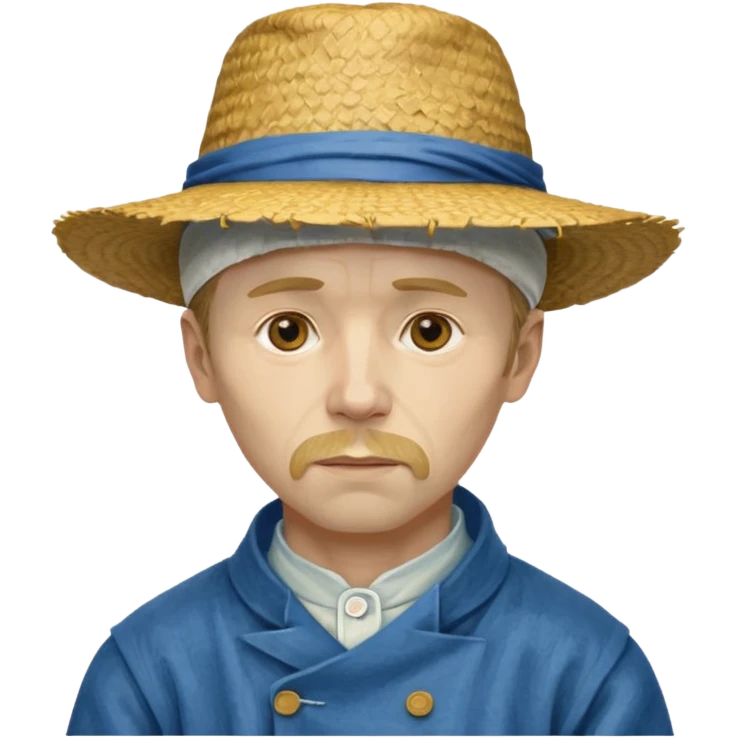 van gogh paints on a canvas. right ear is bandaged. emoji