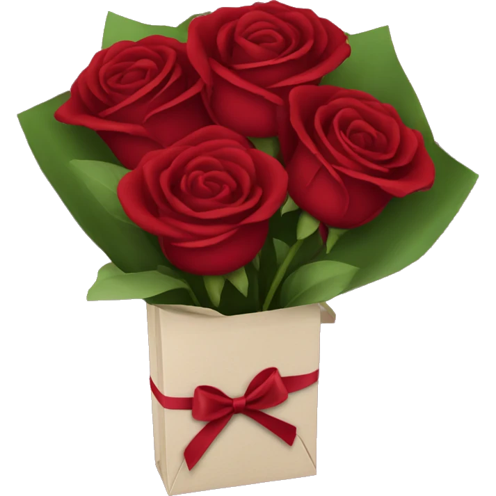 Bouquet of red roses in a burgundy package emoji