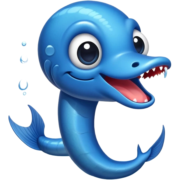 A blue eel with a funny face wiggles through the water, making everyone laugh with its silly expressions emoji