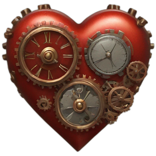 Red steampunk metal heart emoji