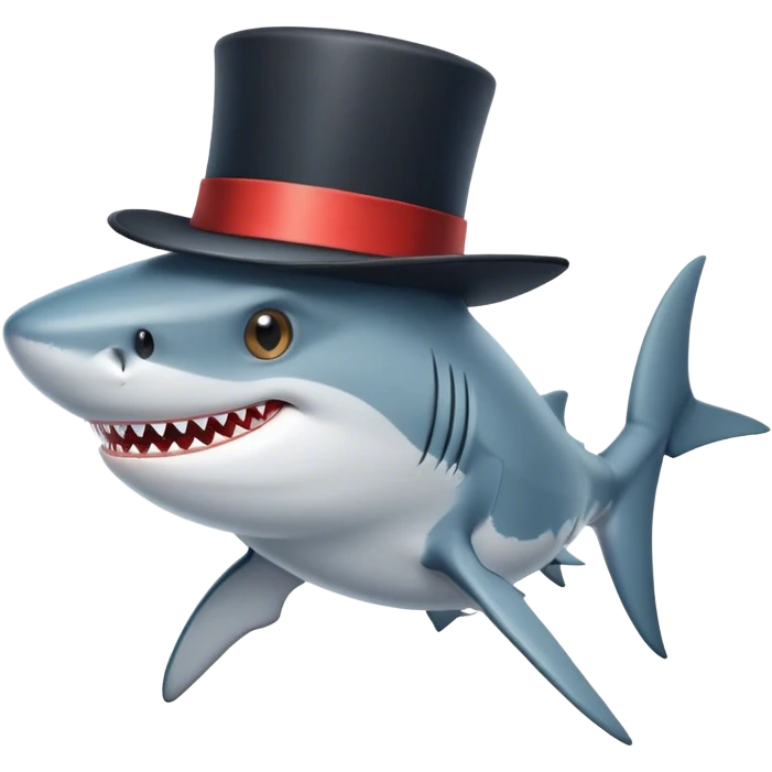 Shark with a top hat emoji