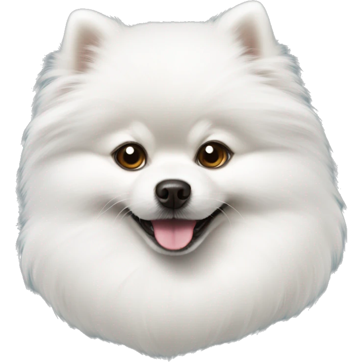 A white small pomeranian like a santa claus emoji
