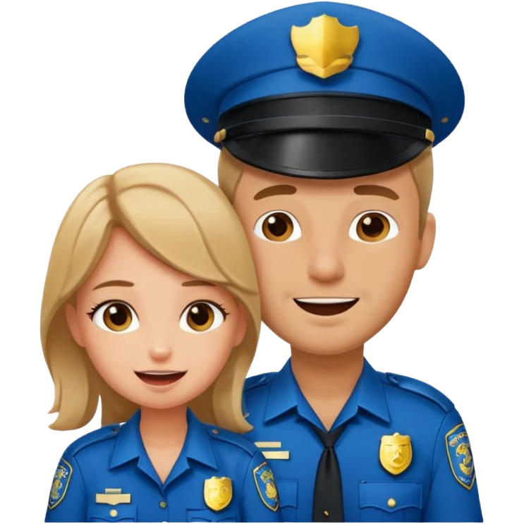 giggling flirty male cop arresting sad girl emoji