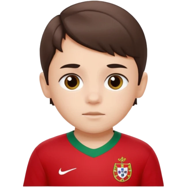 Une enfant qui a le coupe sur le coter et qui a le maillot du portugal emoji