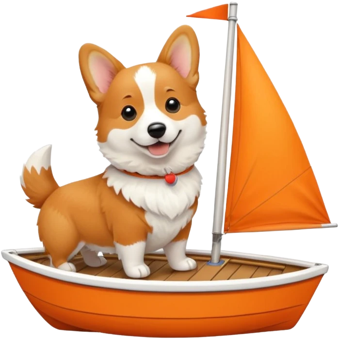Corgi sailing a boat emoji
