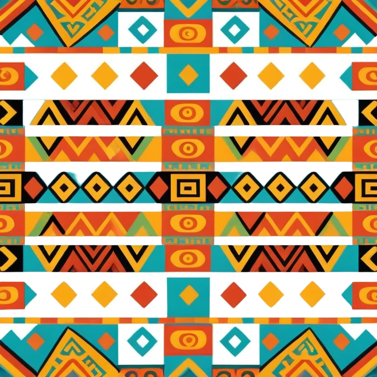 Mixtec pattern with geometric symbols and bright colors emoji