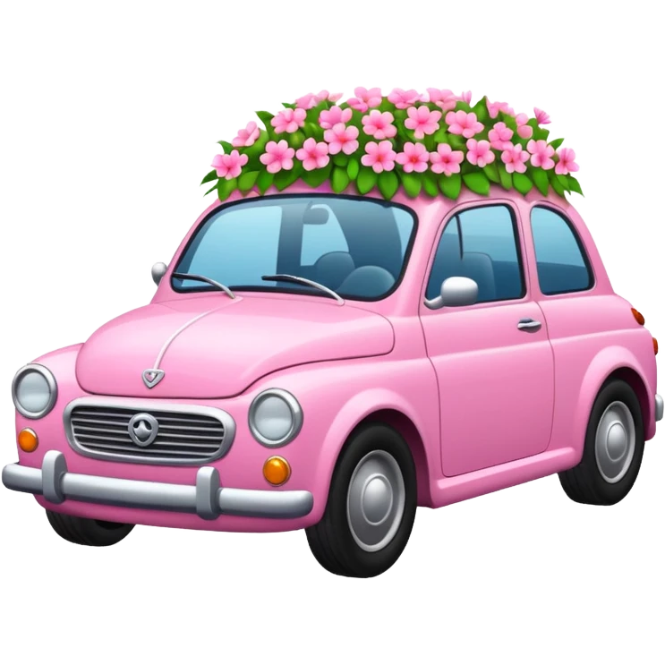 Pink car with flowers emoji