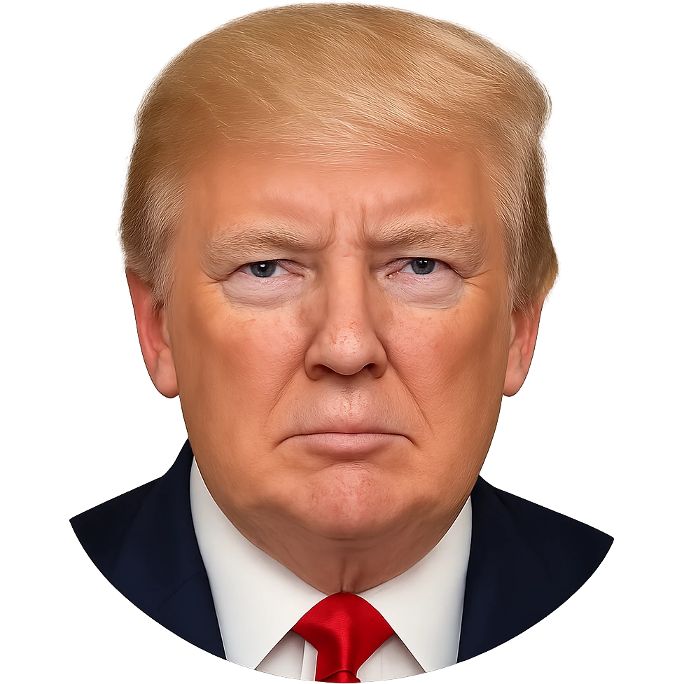 Donald Trump, realistic features, recognizable face, looking straight, emoji format emoji