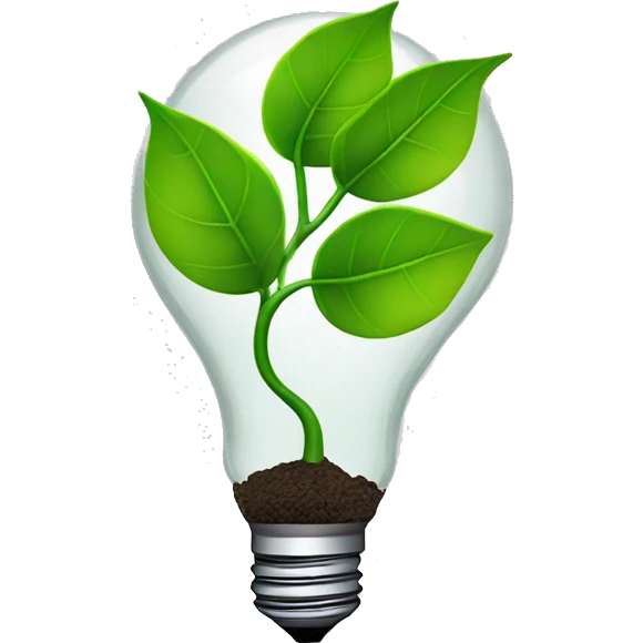 A stem with three leaves inside a bulb emoji
