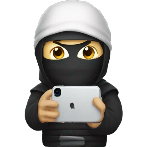 A man dressed as a ninja with an iPhone  emoji