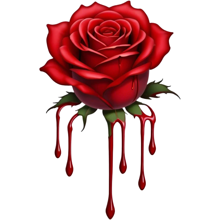 red dark rose with blood dripping  emoji