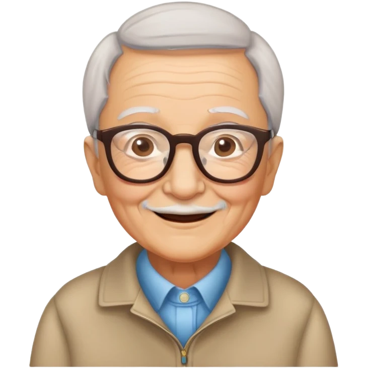 elderly grandparent with glasses and a warm smile emoji