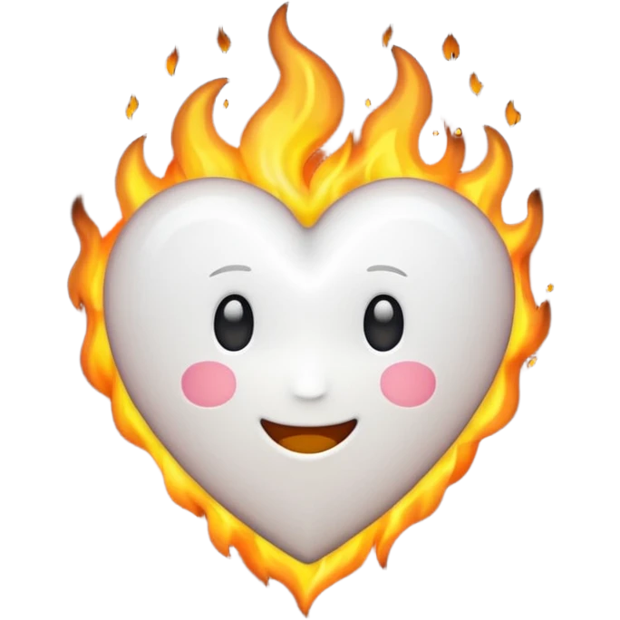 white heart emoji surrounded on all sides by fire emoji