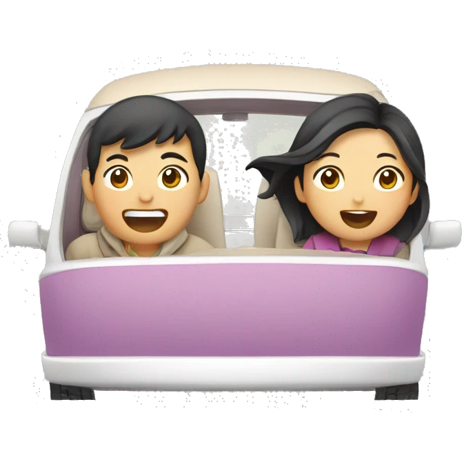 Cute Asian couple excitedly traveling  emoji
