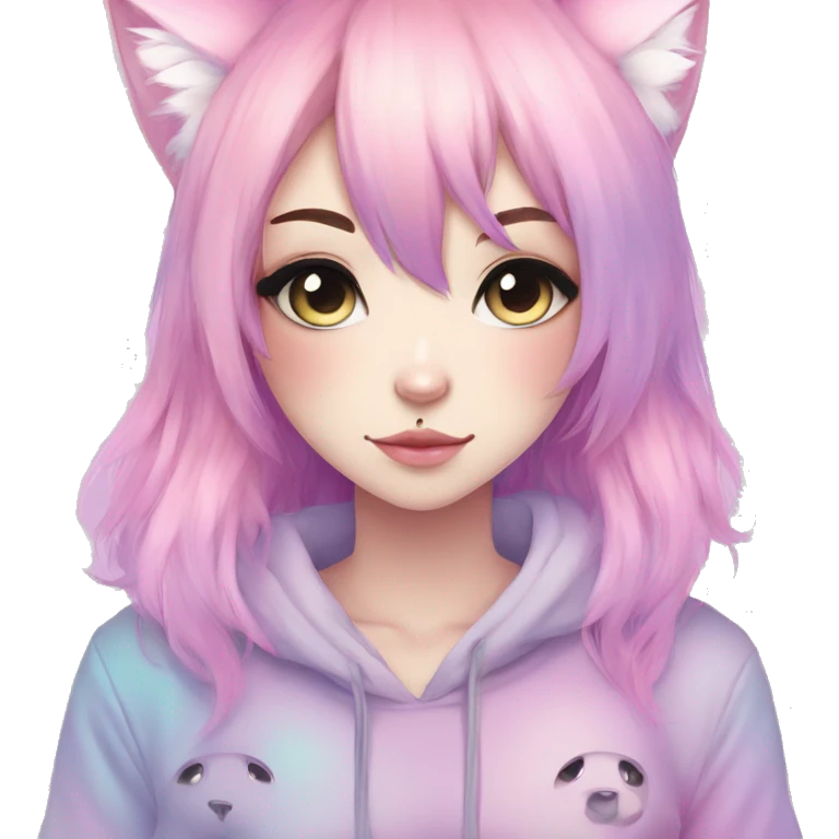 Cute Edgy Pastel Gradient Beautiful Anime Emo CatLady emoji