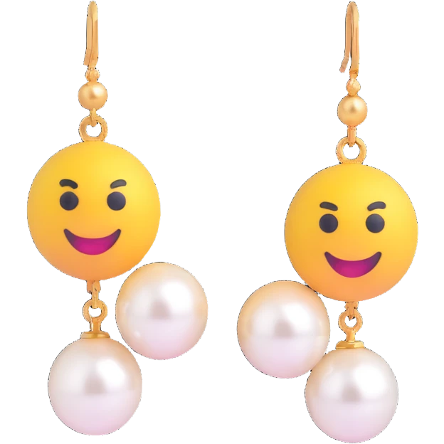3D emoji-style pearl drop earrings, classic and elegant emoji