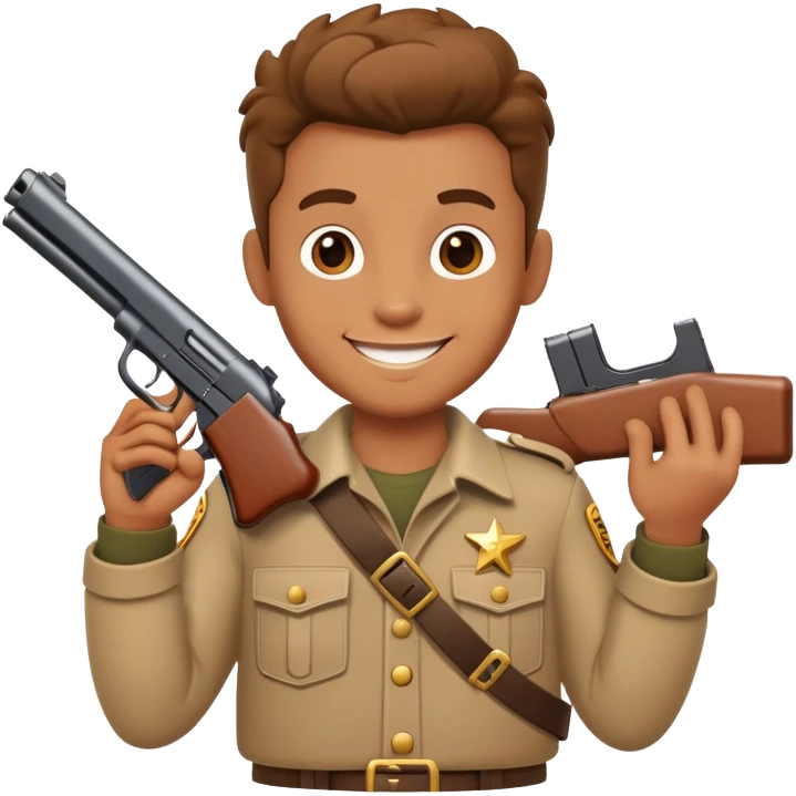 Cartoon character named Doddieman holding a gun emoji