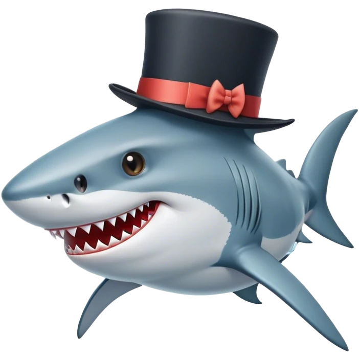 Shark with a top hat emoji