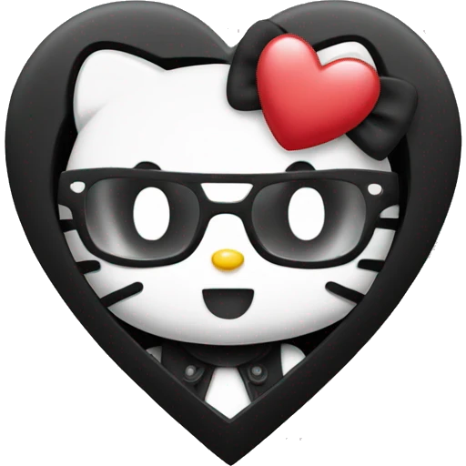 hello kitty heart black emoji