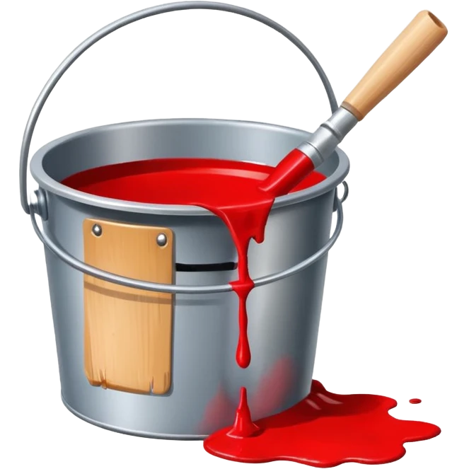 paint bucket, only bucket, spilled paint, red color emoji