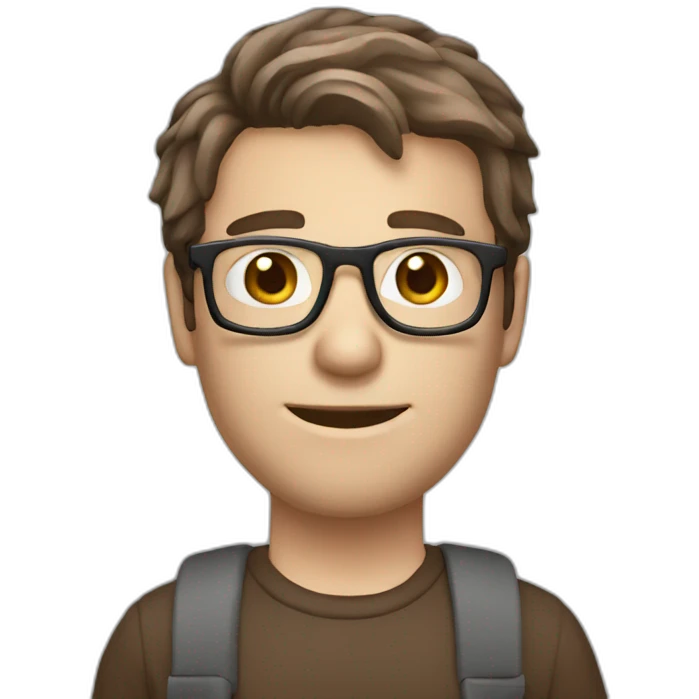 White male brown hair with glasses Python Dev holding Laptop emoji
