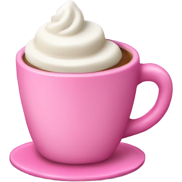 Pink hot chocolate cup with cream emoji