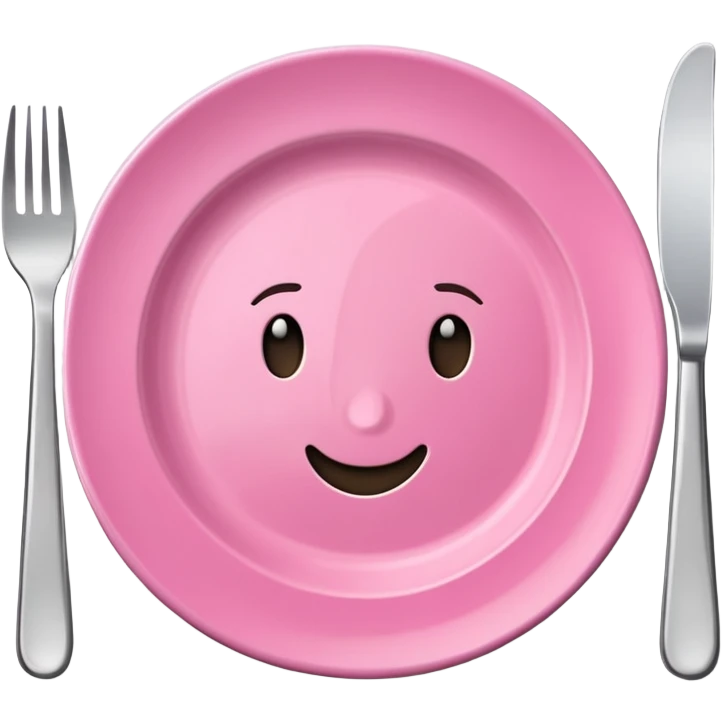 Pink plate, with fork and knife emoji