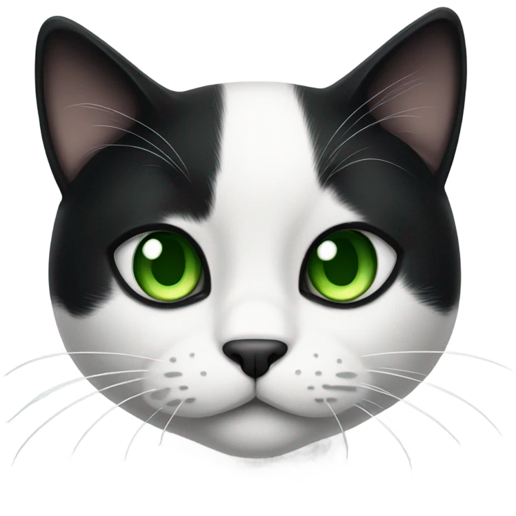 Black and white cat with green eyes emoji