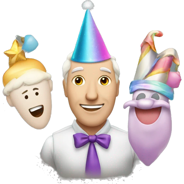 Een gezicht met feest met een eenhoorn met een lach en met een snor emoji