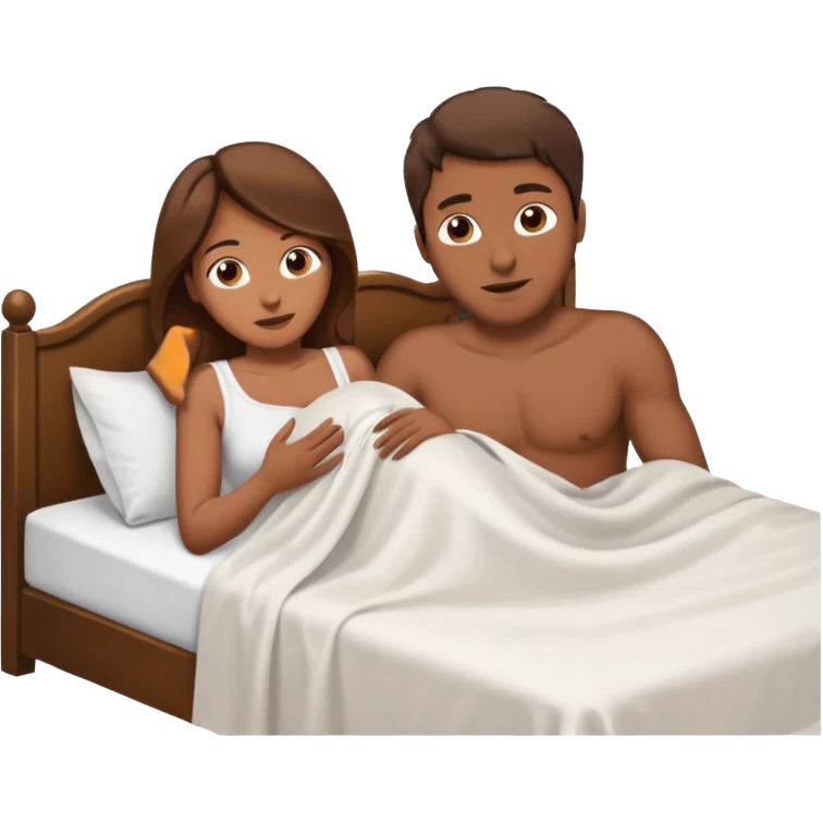 Brown Man with brown hair woman bent over naked having sex in bed emoji