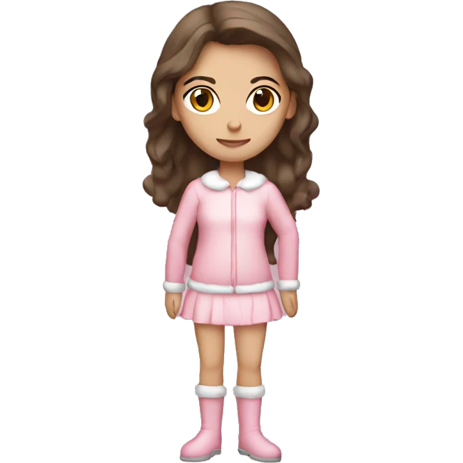 Full body brunette white girl in a light pink Santa outfit  emoji