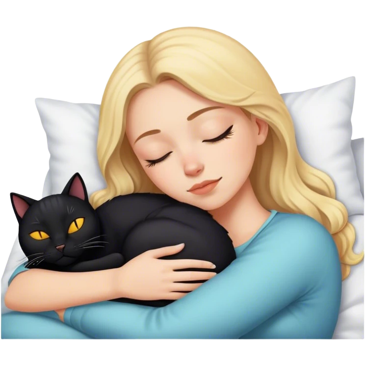  white girl sleeping with one black cat emoji